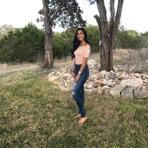 Pink off the shoulder lace classy top